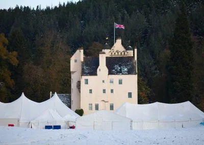 castle with marquee hire set in snow