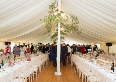 decorated center- poles in a wedding marquee hire Scotland